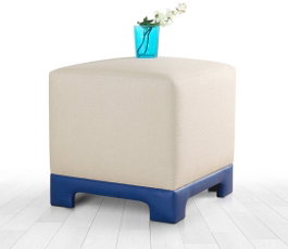 Atelier Del Sofa Puf Crema y Azul